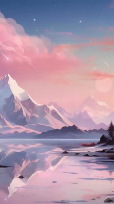 mountains under blushing skies live wallpaper