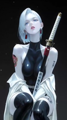 katana girl in shadows live wallpaper