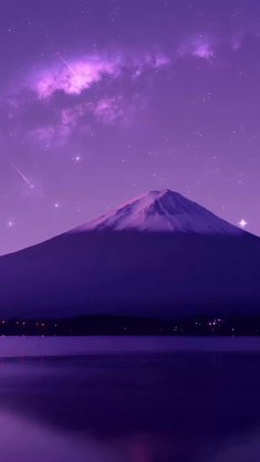 fuji under falling stars live wallpaper