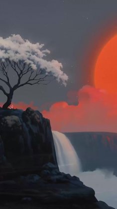eclipse over silent falls live wallpaper