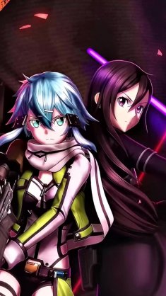 kirito, sinon and death gun live wallpaper