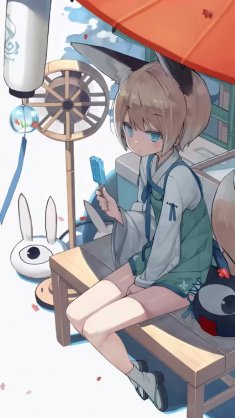 fox girl ice cream break live wallpaper