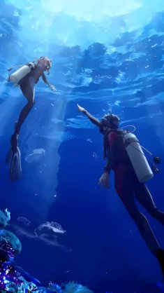 into the blue – anime divers live wallpaper