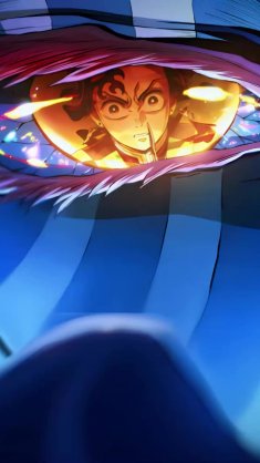 tanjiro in akaza’s eye live wallpaper