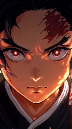 tanjiro kamado with flames live wallpaper