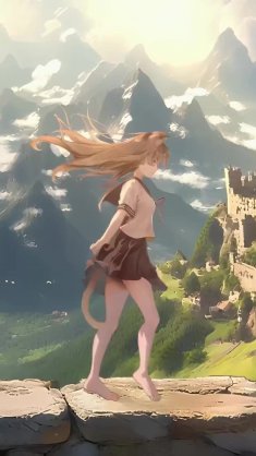 girl & cat wandering journey live wallpaper