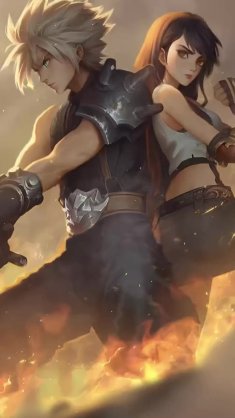 cloud & tifa: flames of war live wallpaper