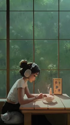 rainy day study live wallpaper