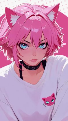 pink cat lucia live wallpaper