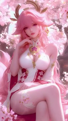 yae miko among the sakura live wallpaper