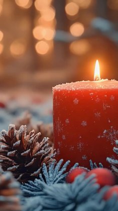 christmas candles with pinecones live wallpaper