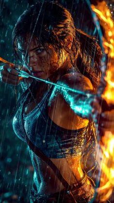 lara croft: hunt in the rain live wallpaper