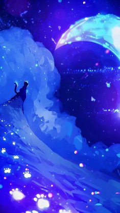 cat of the crescent moon live wallpaper