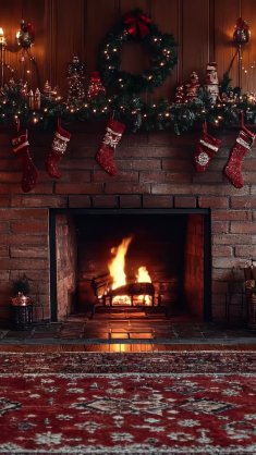 christmas room with fireplace live wallpaper