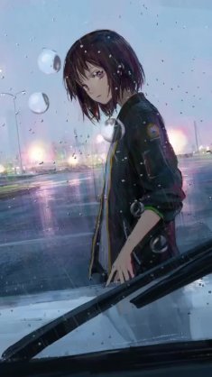 rainfall anime girl live wallpaper