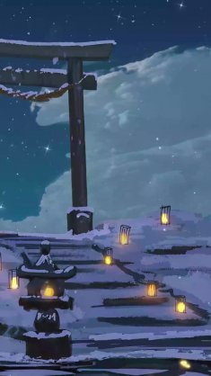 snowlit torii gate live wallpaper
