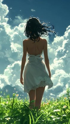 girl stands in field live wallpaper