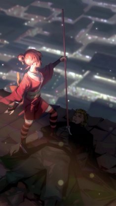 kagura vs abuto - gintama live wallpaper