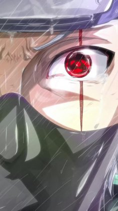 kakashi hatake with sharingan symbols crying in the rain live wallpaper