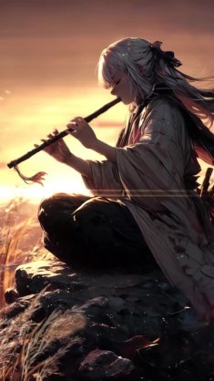 fantasy flute sunset scene live wallpaper