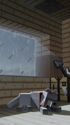 minecraft rainy cabin live wallpaper