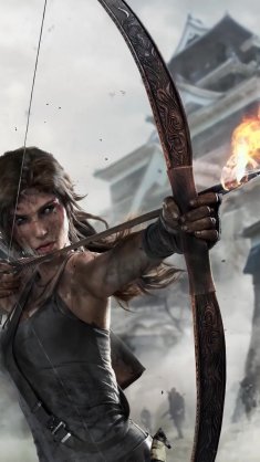 lara croft burning arrow live wallpaper