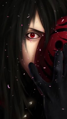 madara uchiha with red eyes and mask live wallpaper