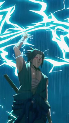 sasuke uchiha absorbing natural lightning from thunder live wallpaper