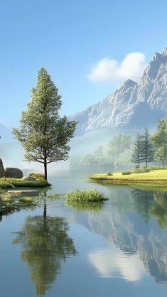 lake reflecting sky live wallpaper