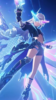 silver wolf neon wings live wallpaper