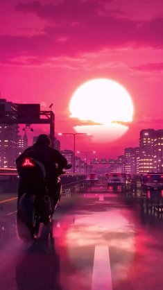 synthwave bike ride live wallpaper
