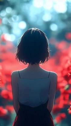 anime girl in poppy field live wallpaper