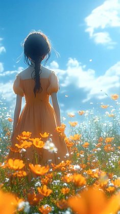 girl in yellow sundress live wallpaper