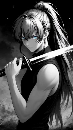 blue eyes swordswoman live wallpaper