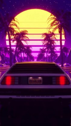 synthwave dmc delorean live wallpaper