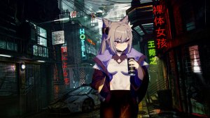 Keqing (Cyberpunk) live wallpaper