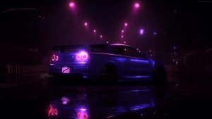 Nissan Skyline R34 Gt-R At Night City (Need For Speed) live wallpaper