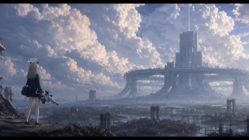 shiroko beyond the megacity ruins live wallpaper