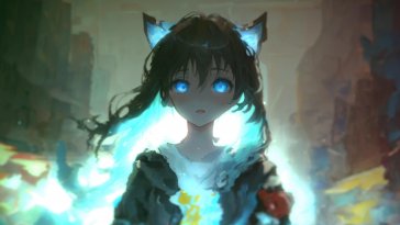 anime cat girl with blue eyes live wallpaper