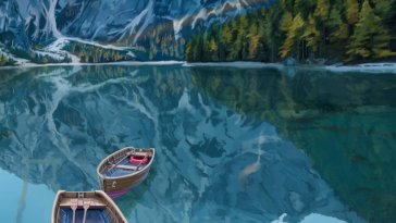 lake braies with boats live wallpaper