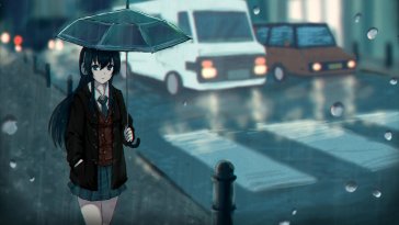 girl in the rainy evening live wallpaper