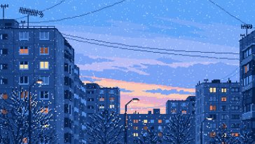 pixel winter evening live wallpaper