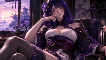 raiden shogun violet evening live wallpaper