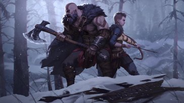 kratos & atreus winter hunt live wallpaper