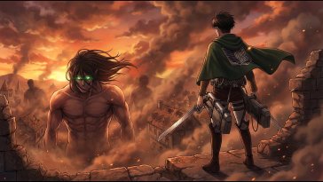 levi facing the titan live wallpaper