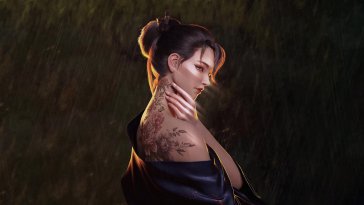inked beauty in the rain live wallpaper