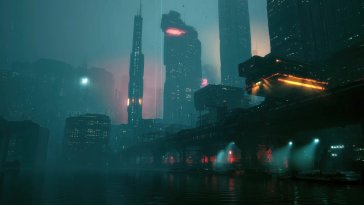 dystopian city port live wallpaper
