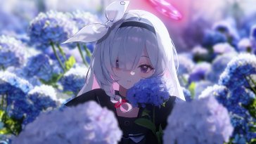 plana among blue hydrangeas live wallpaper