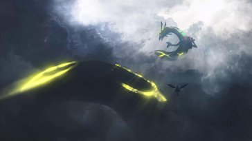 rayquaza flying in the dark sky live wallpaper