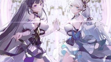 anime girls holding hands live wallpaper